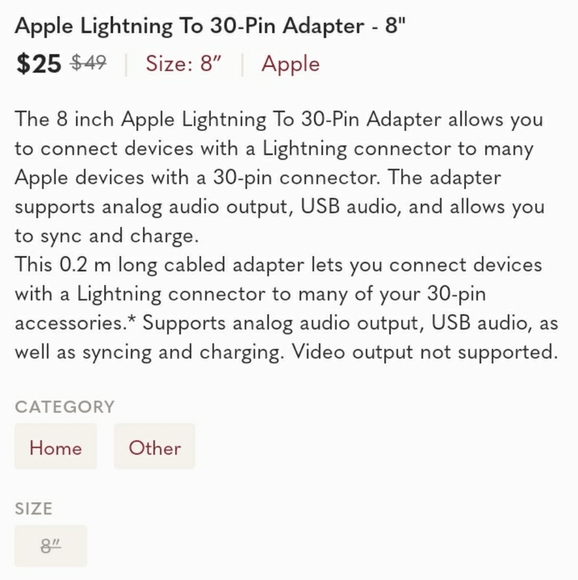 Apple Lightning To 30-Pin Adapter - 8" - Picture 10 of 10